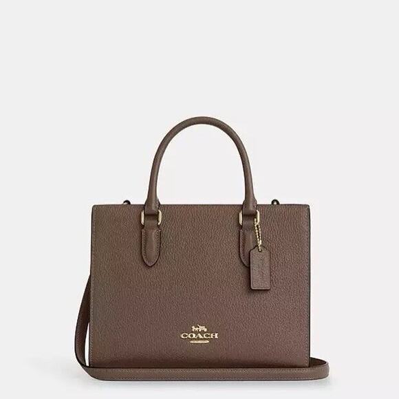 NWT Coach Maggie Small Tote Bag Blocked Signature Canvas CY668 Gold/Dark Stone - Picture 7 of 10